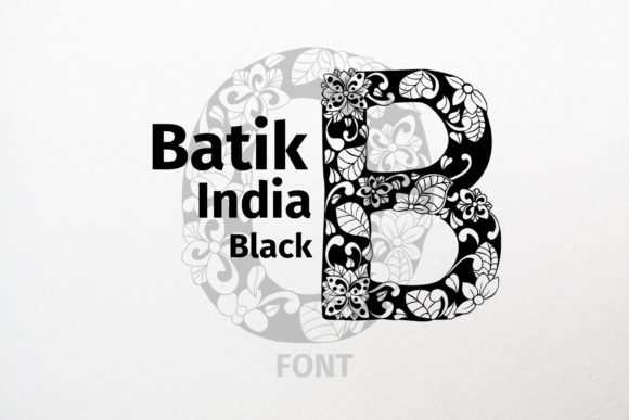 Batik India Black: Floral Display Font